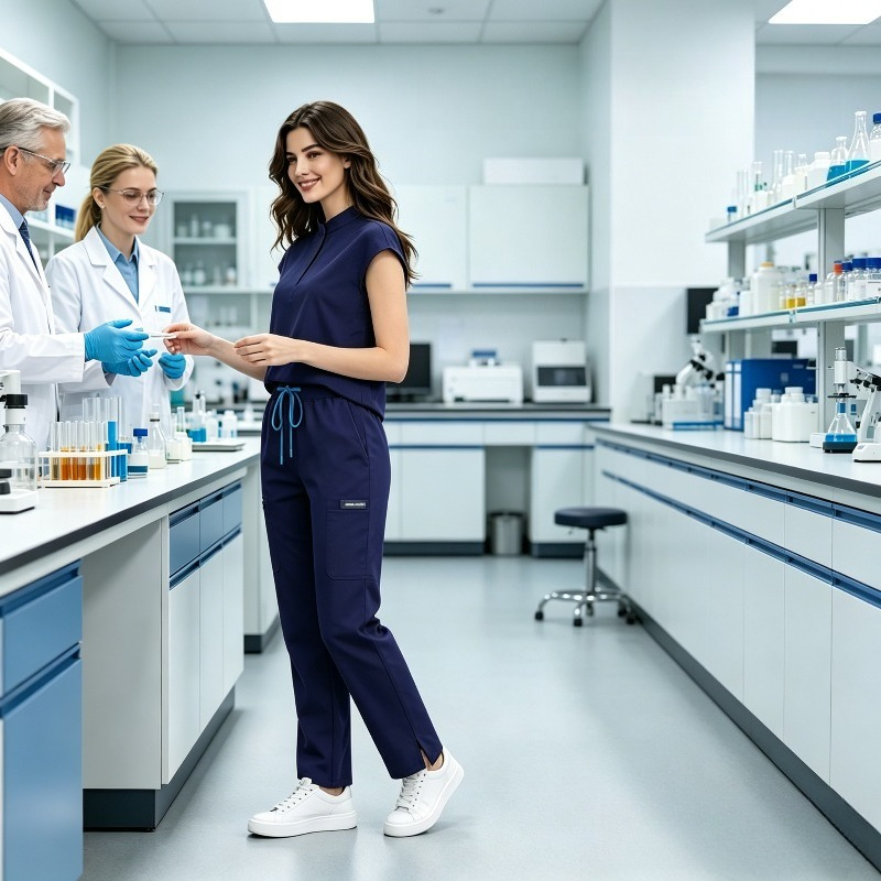 Medical Gloves - Медицинская униформа с воротником-стойкой, широкими манжетами,
